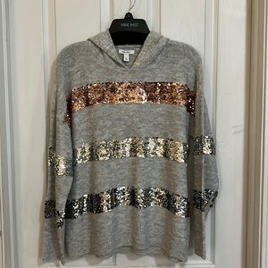 Tri color sparkle hooded sweater